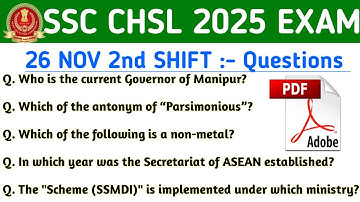 SSC CHSL 26 NOV 2ND SHIFT QUESTION | SSC CHSL TODAY EXAM ANALYSIS | CHSL EXAM REVIEW