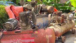Details Restoration Of Old Rusty Air Compressor // Restore Complete Classic Air Compressor Update