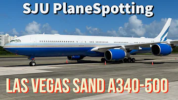 20 MINUTES OF Planes Spotting IN landing & Take off in SJU& Las Vegas Sand A340-500 Night Spotting.