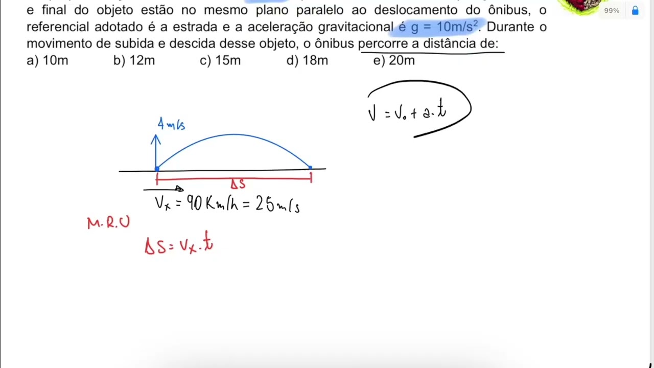 (MACK) No interior de um ônibus que trafega em uma estrada retilínea e horizontal, com velocidade co