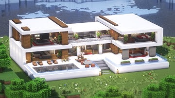 Minecraft: How To Build a Large Modern House Tutorial(#19) | 마인크래프트 건축, 모던하우스, 집 짓기, 인테리어