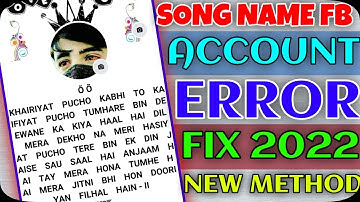 How to create Song name Facebook account | Song name Change error problem solution 2022 ||