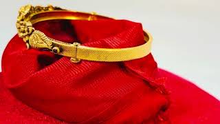 22K Gold Mango Lakshmi Bangle Bracelet for Women (Temple Jewelry) with Red Beads - RJ-GBR137