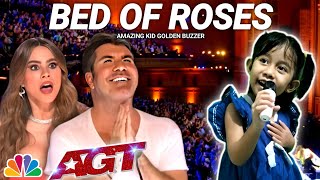 AGT 2024 | Kid 6 years old shocked the judges with amazed performance cover song Bed Of Roses