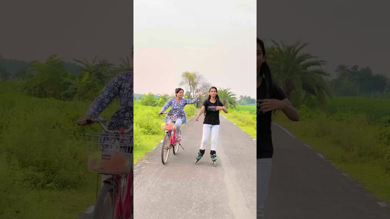 Skating road cycle girls Funny reaction 🤣😤#skating #road #cycle #girls #funny #reaction #videos