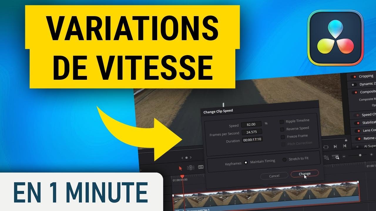 Faire varier la vitesse sur DaVinci Resolve