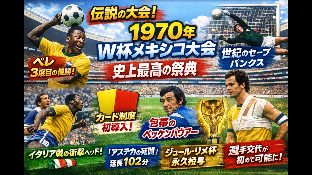 史上最高のW杯】1970年メキシコ大会が伝説すぎる理由6選｜ペレ3度目の