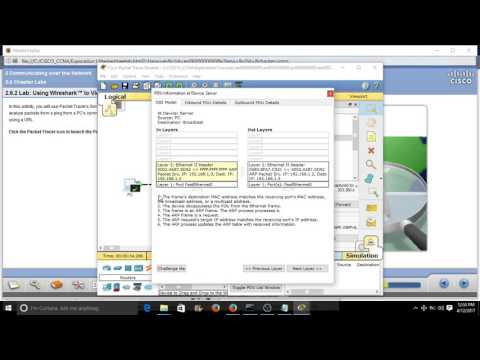 Cisco - Cisco Packet Tracer Lab 2.6.2 Using Packet Tracer to View Protocol Data Units