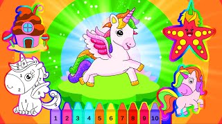 Unicorn World Color by Number Game / Coloring pages according to the color of the felt-tip pen screenshot 2