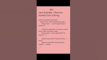 Java Example : Remove Vowels from a String #java #javashorts #javaprogramming