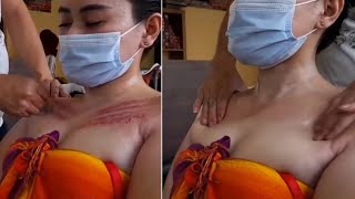 Pijat payudara dan kerokan masuk angin wanita 2023 || Japanese massage hot oil