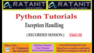 Python Tutorials || Exception Handling || by Mr.Ratan || class-02