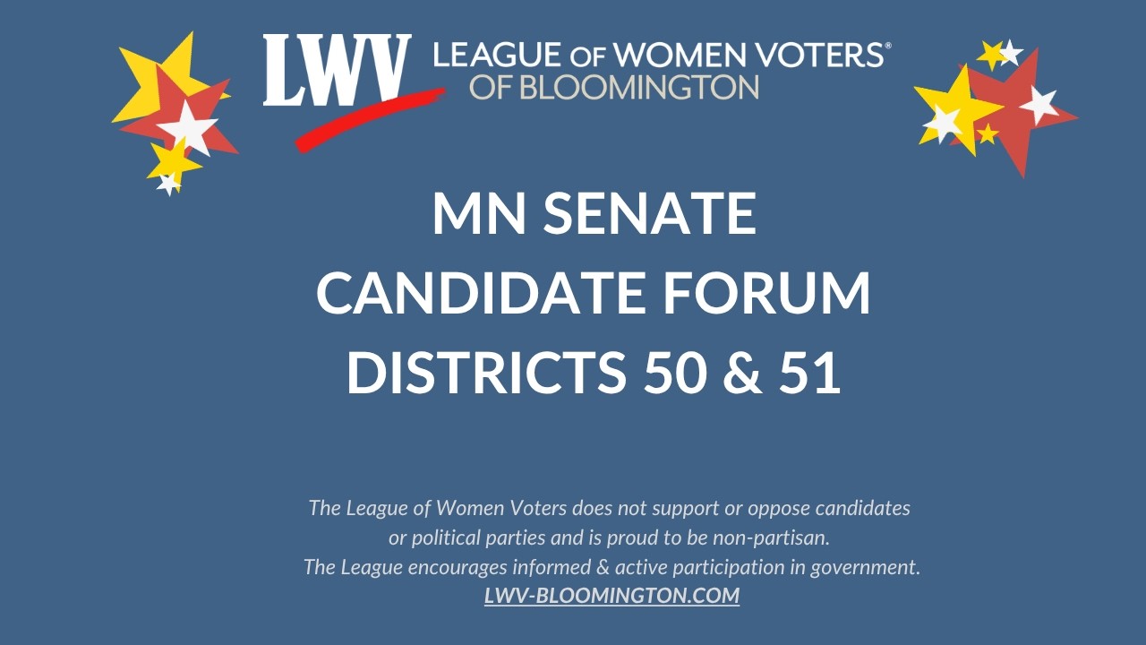 League of Women Voters Bloomington MN Senate Candidate Forum
