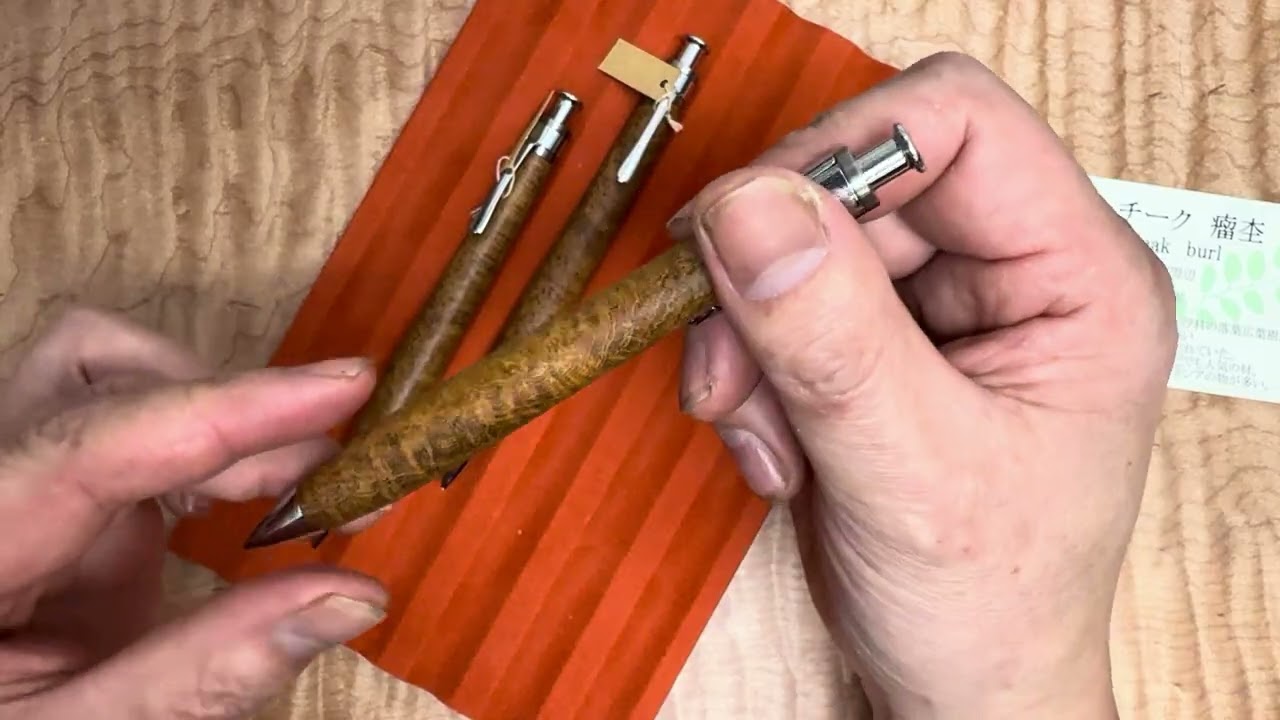 Pencil wedge Teak knob grain - YouTube