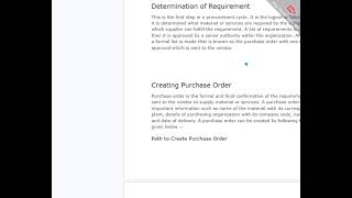SAP MM   Procurement Cycle