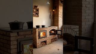 🪵 Rustic Outdoor Brick Wood Fired Stove Kitchen