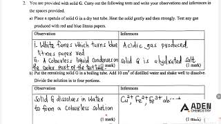 KCSE 2025 CHEMISTRY PP3 - Q2 (Inorganic qualitative analysis Question)