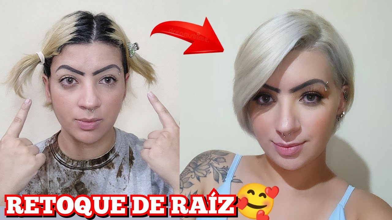 RETOQUEI MINHA RAÍZ QUE JÁ ESTAVA ENORME 🥰 #descoloraçãoglobal