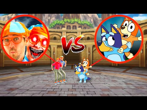 BLIPPI AND CURSED BLIPPI FIGHT BLUEY AND BINGO IN REAL LIFE!