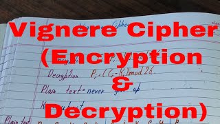 Vigenere cipher|Vigenere cipher encryption and decryption|Vigenere cipher example