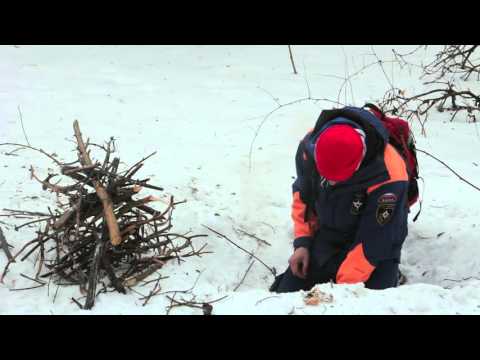 Как развести костер в зимнем лесу