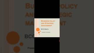 BCG MATRIX MODEL