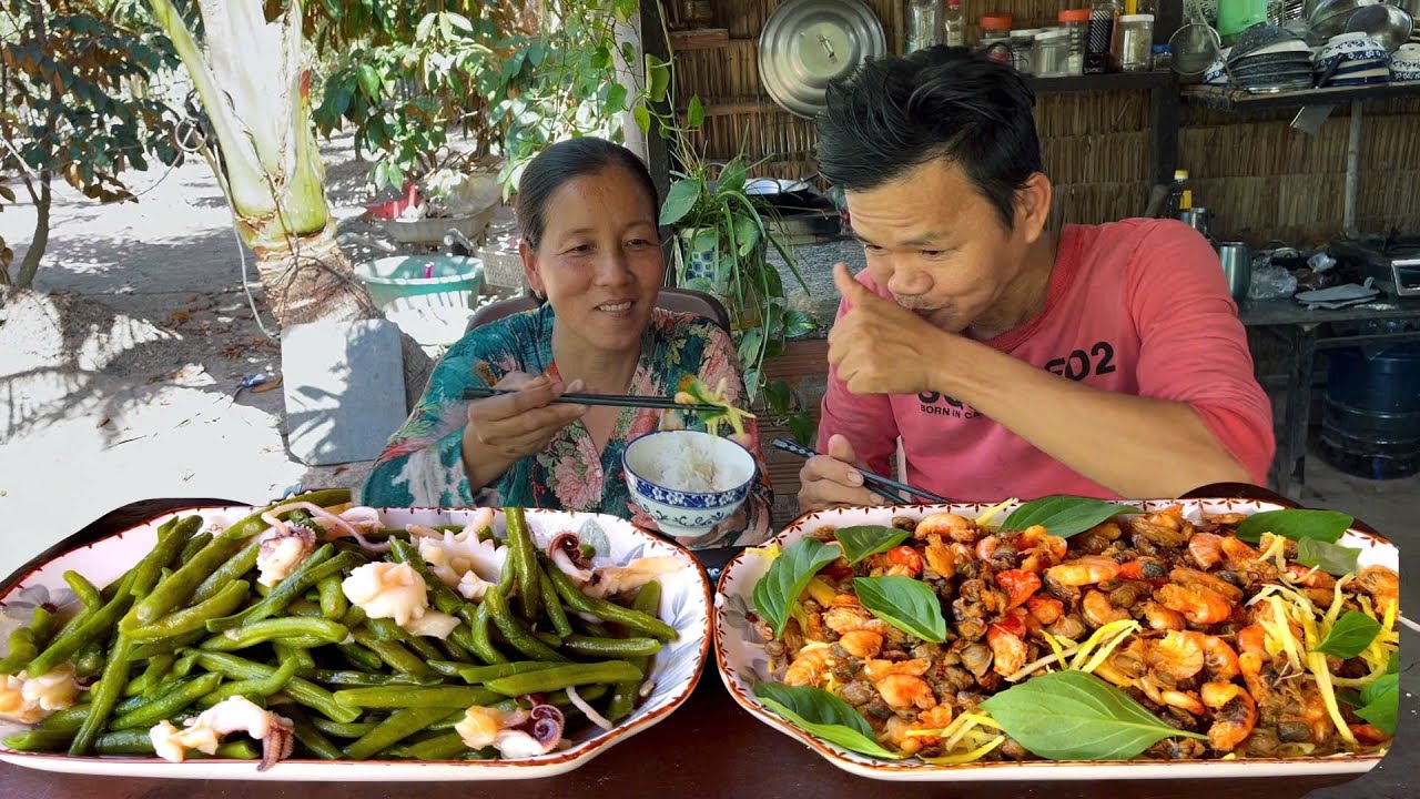 Hến Trộn Xoài Sống, Hái Thêm Mớ Đậu COVE  Xào ,Bữa Cơm Chuẩn Vị Quê 