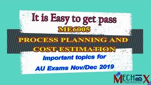 ME6005 PROCESS PLANNING AND COST ESTIMATION IMPORTANT QUESTIONS AND IMPORTANT TOPICS