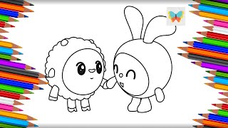 Как нарисовать Крошика и Ёжика из мультика Малышарики | Рисуем и Учим Цвета | Coloring Kids