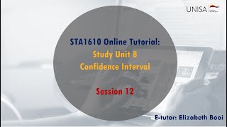 STA1610 1E Weekly Online Session 5 Aug 2022 - Confidence Interval