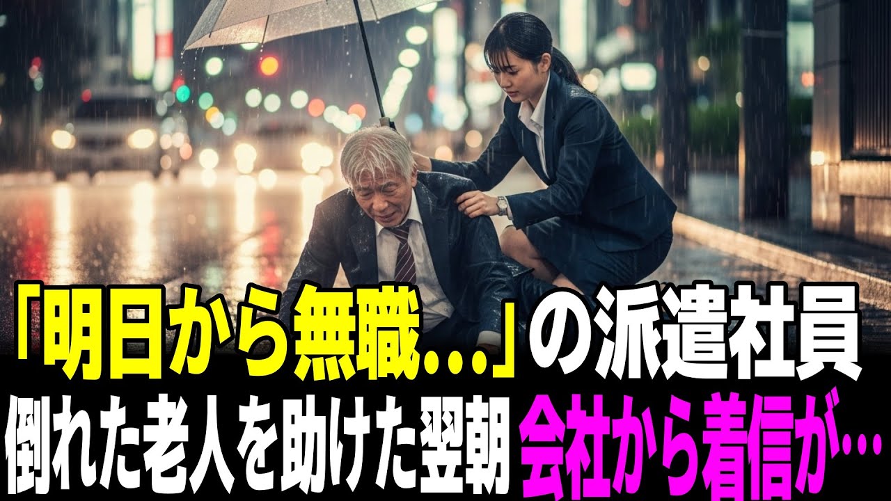 「明日から無職...」の派遣社員。倒れた老人を助けた翌朝、会社から着信が...