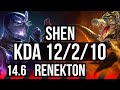 Shen vs renekton top  rank 6 shen 12210 dominating  jp master  146