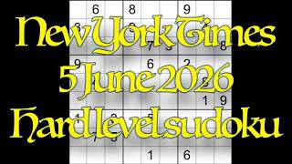 Sudoku solution – New York Times 5 June 2026 Hard level sudoku screenshot 3