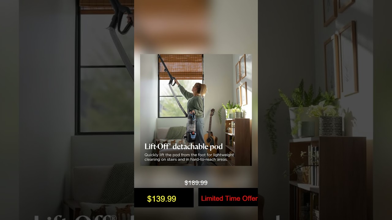 Bissell Pet Hair Eraser Allergen Lift-Off with Powerful Suction, HEPA, Tangle-Free Brush Roll,