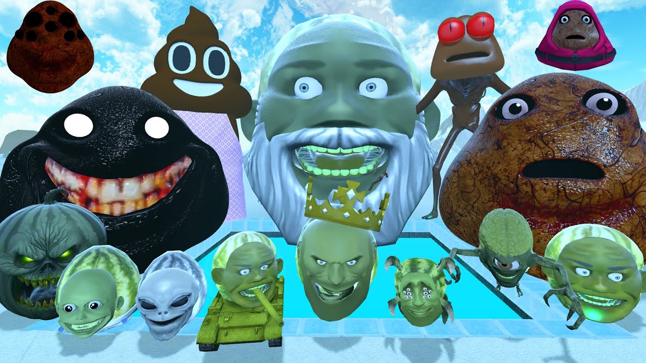 DESTROY ALL 3D ROBLOX POU BOU'S REVENGE AND ALL ILIN GAMG MELON FAMILY in ICE HOLE Garry's Mod