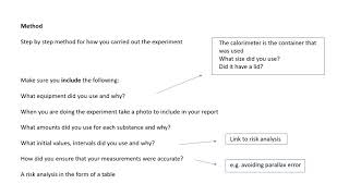 BTEC Applied Science: Unit 2 Calorimetry 3 The Report
