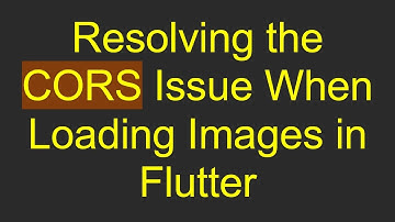 Resolving the CORS Issue When Loading Images in Flutter