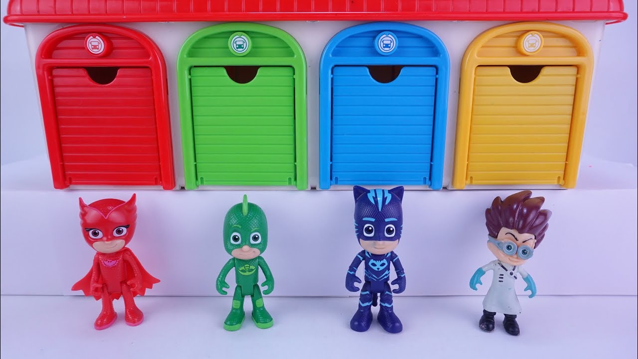 Pj Masks Tayo Garage, Learn Colors with Pj Masks Baby Cars Surprise