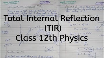 Total Internal Reflection, TIR, Chapter 9, Ray Optics And Optical Instruments, Class 12 Physics