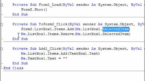 VB.NET - How To Transfer Items From Listbox To Listbox - Using Two Forms - Video Tutorial