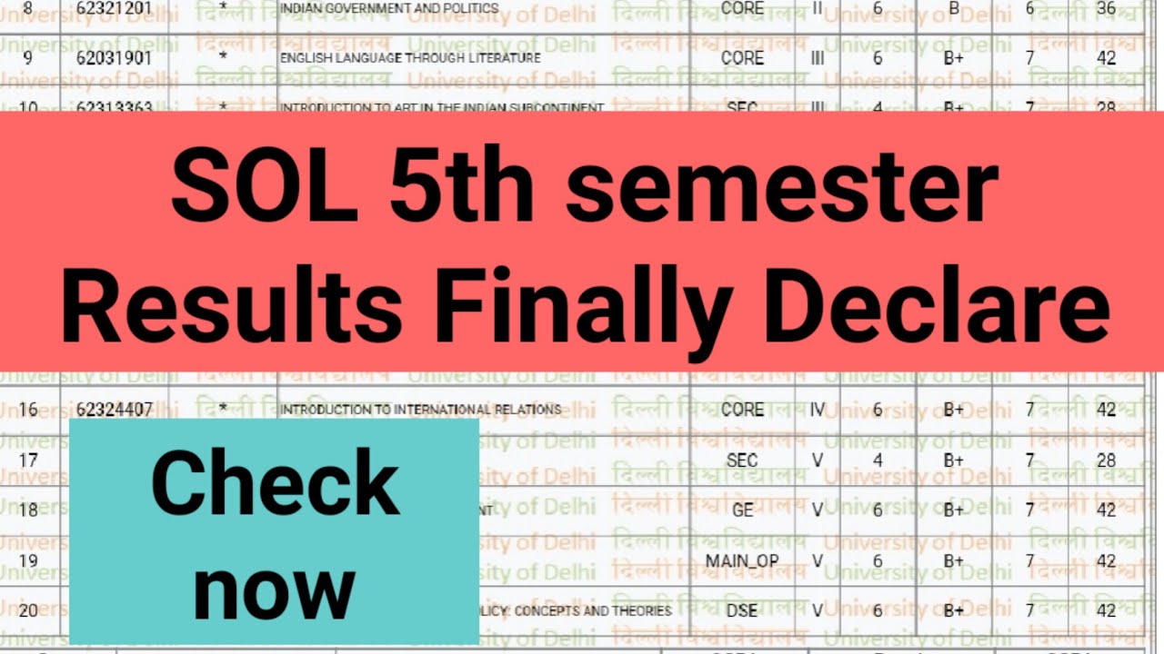 DU SOL 5th semester Results Declare Nov/Dec Exam 2021