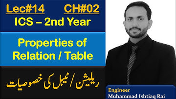 Lec#14 | ICS Part-2 Computer | Q#2.5: Properties of Relation or Table in Database | Ishtiaq Rai