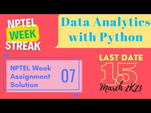 Data Analytics with Python • NPTEL week 7 Answer • Jan 2023 #datanalytics #nptelquizsolution #python