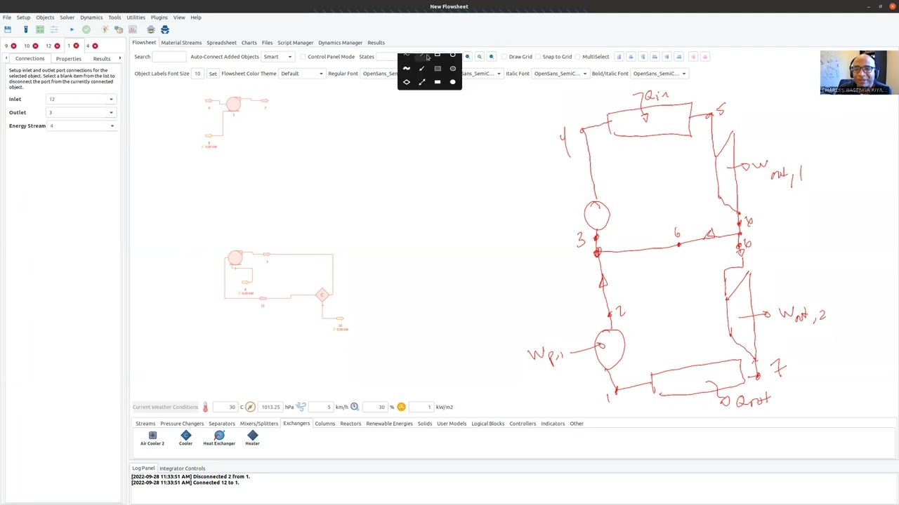 DWSIM: more complicated cycles and recycle blocks - YouTube