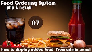 how to display added food in admin side in food ordering system in php