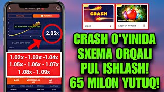 ✈️CRASH O'YINIDA SXEMA ORQALI PUL ISHLASH! | 65 MILON YUTUQ MANA BU BOSHQA GAP #vertualbola