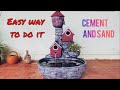 This is how I made a waterfall and fish tank from cement / it was great when I used sand as a mold