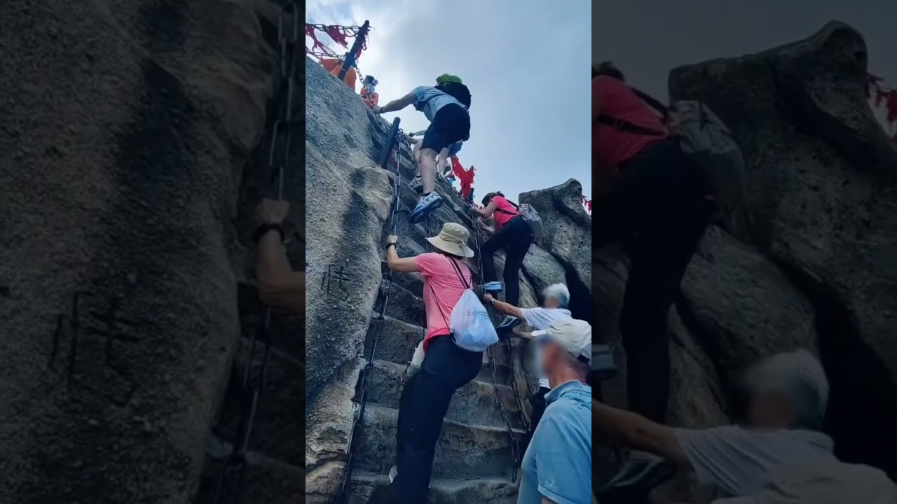 Mount Huashan is one of the 5 sacred mountains in China. It is famous for being steep and dangerous.