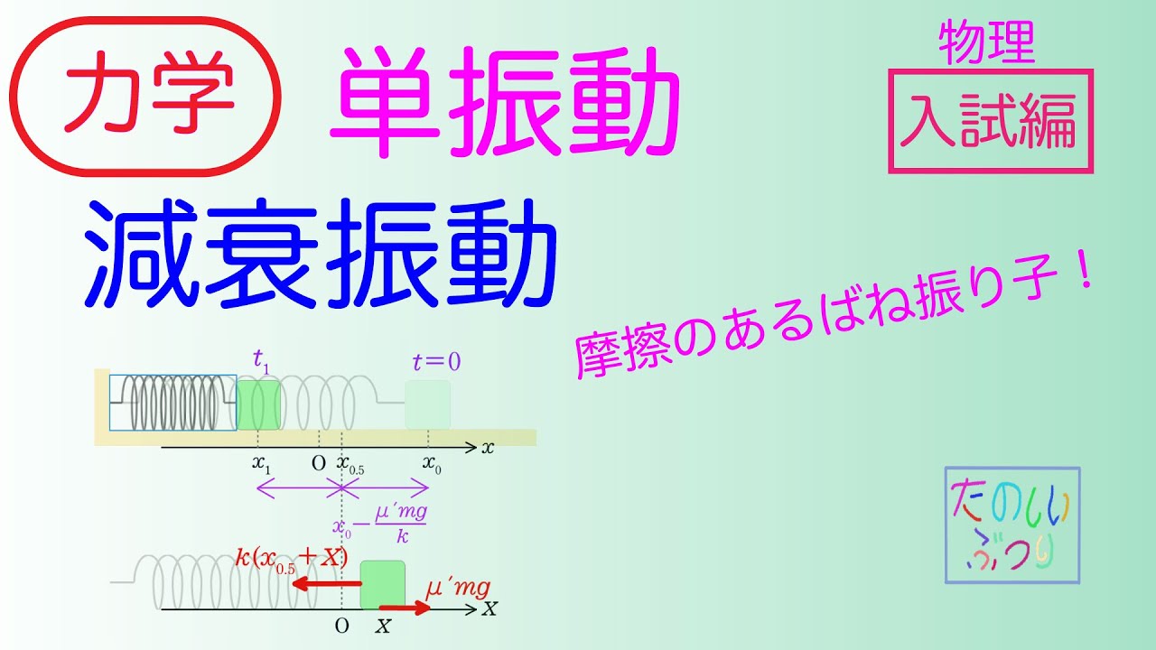 【単振動】高校物理　物理　力学　減衰振動　入試編