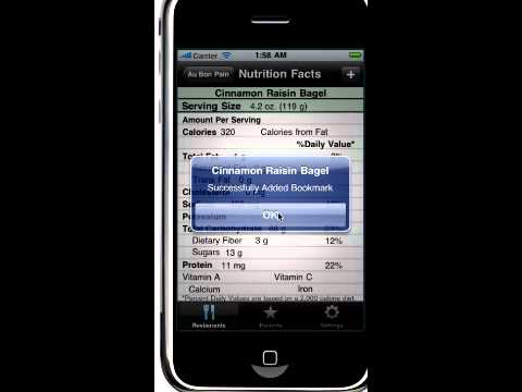 Lunch Facts Nutrition Data iPhone Application